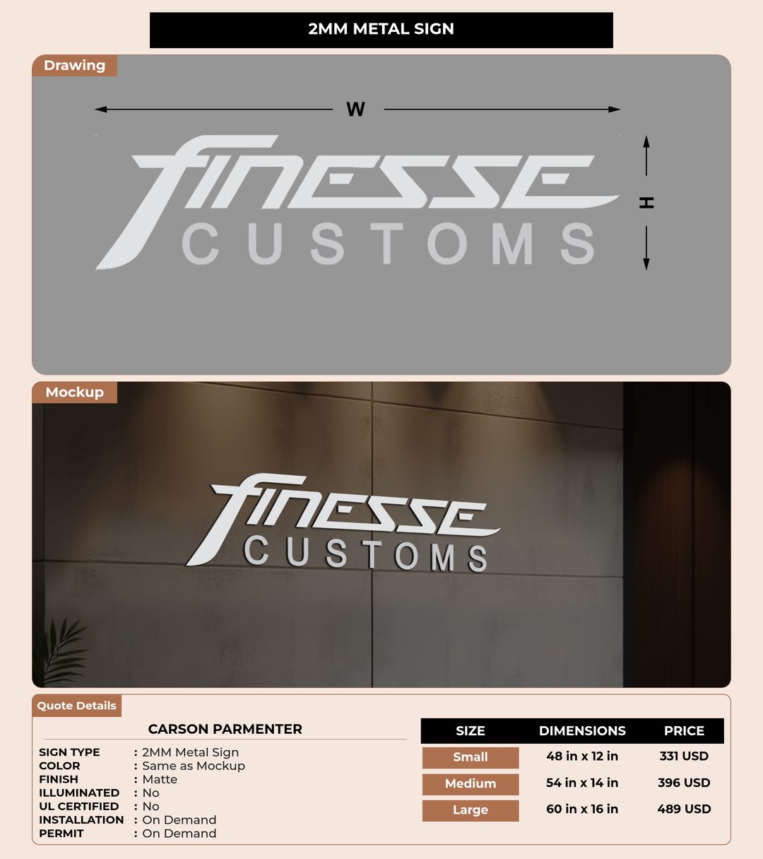 CUSTOM MOCKUP SIGN FOR Carson Parmenter