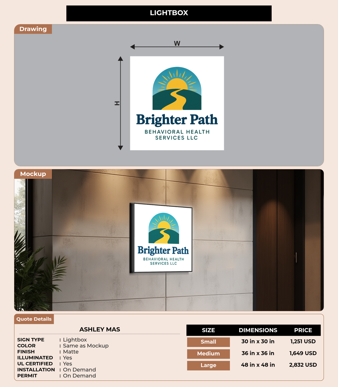 CUSTOM MOCKUP SIGN FOR Ashley Mas