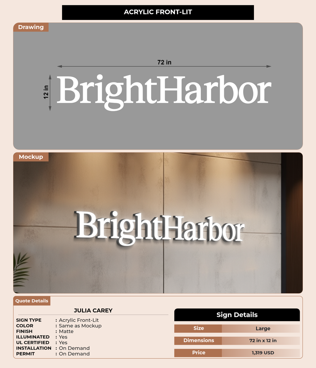 CUSTOM MOCKUP SIGN FOR Julia Carey