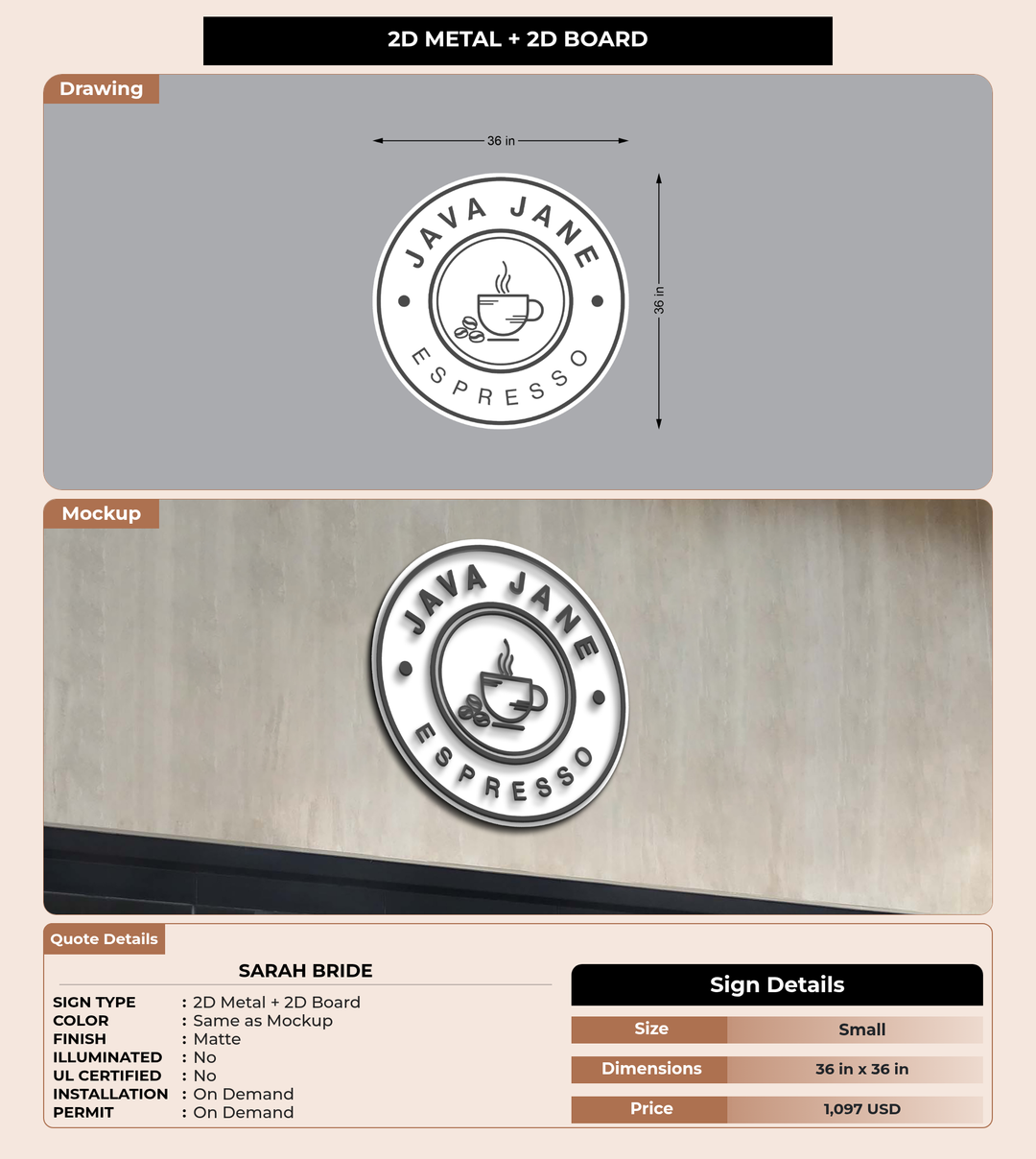 CUSTOM MOCKUP SIGN FOR Sarah bride