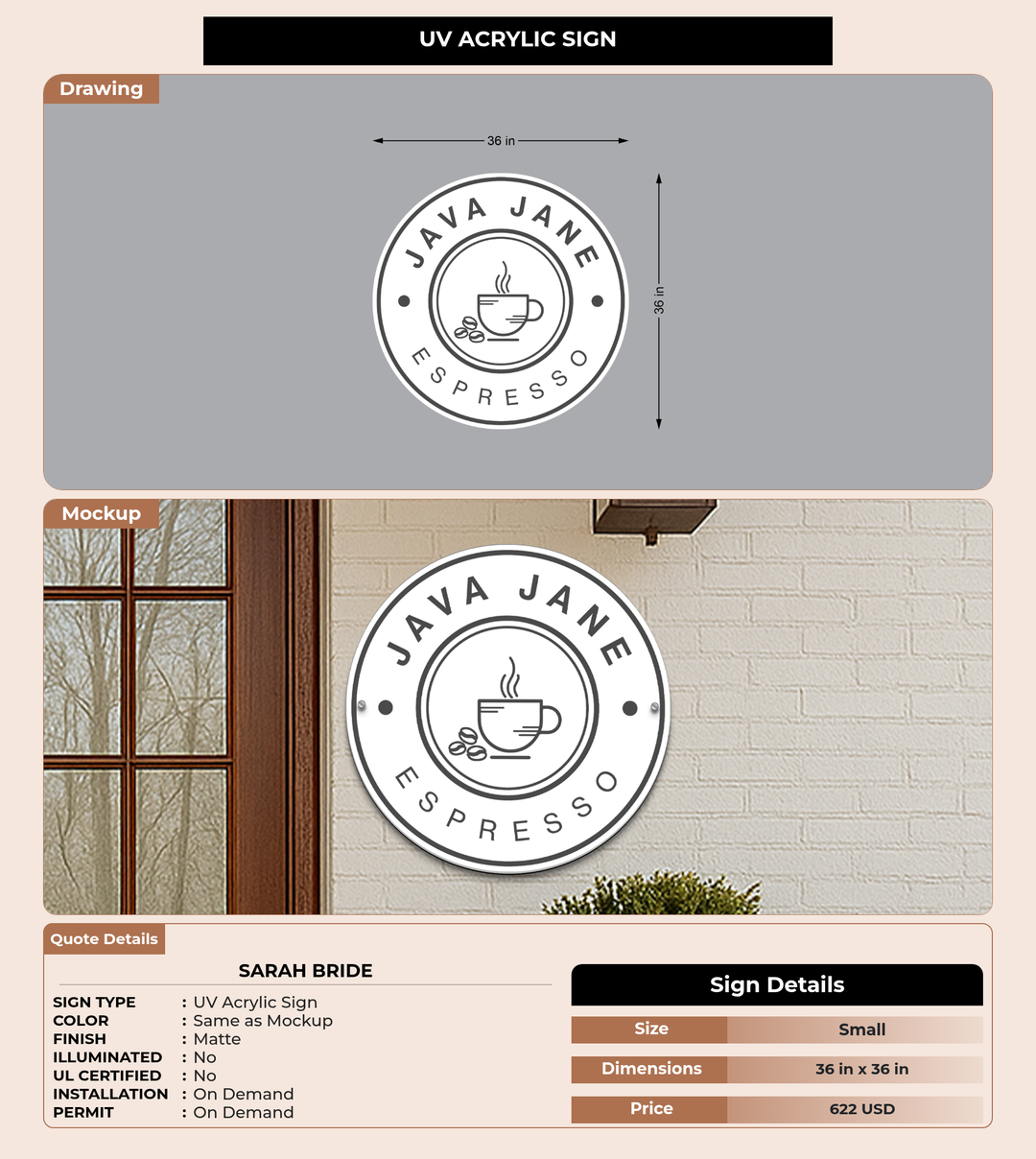CUSTOM MOCKUP SIGN FOR Sarah bride