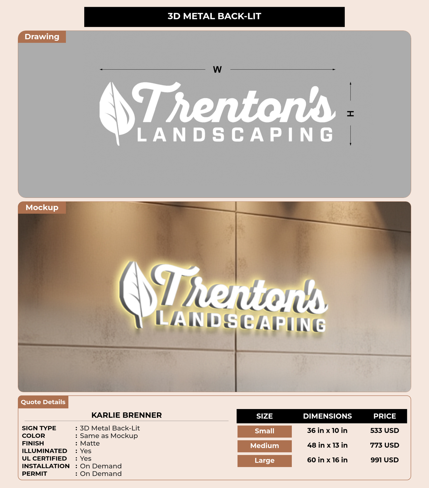 CUSTOM MOCKUP SIGN FOR Karlie Brenner