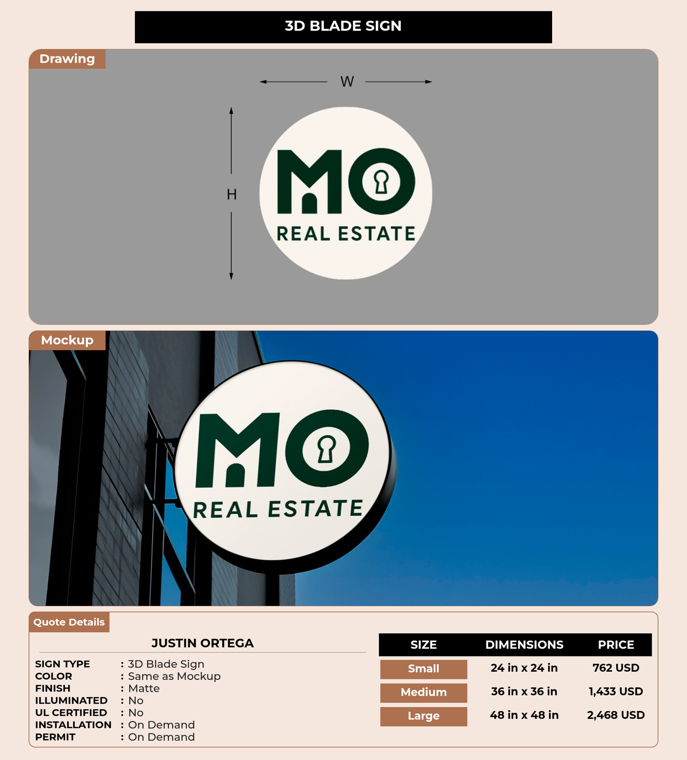 CUSTOM MOCKUP SIGN FOR Justin Ortega