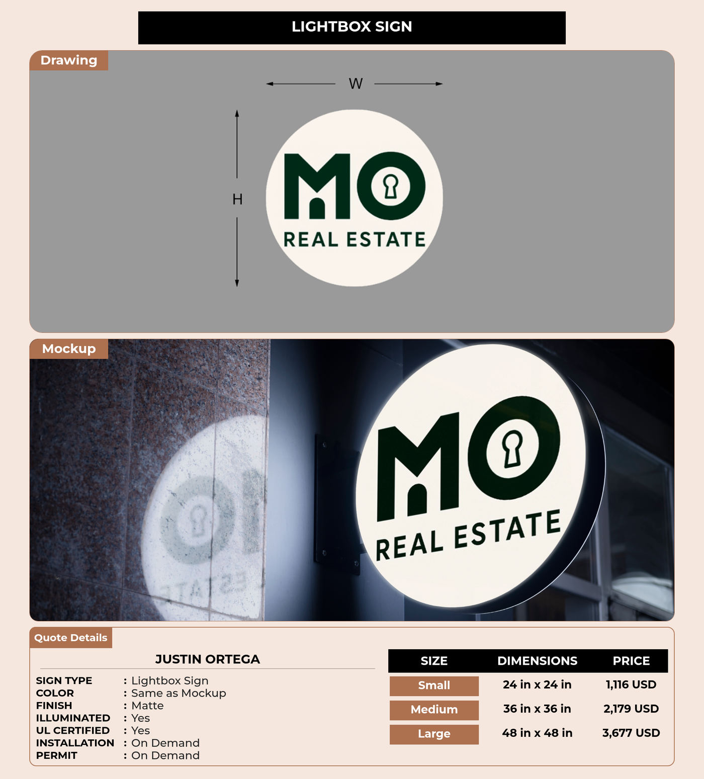 CUSTOM MOCKUP SIGN FOR Justin Ortega