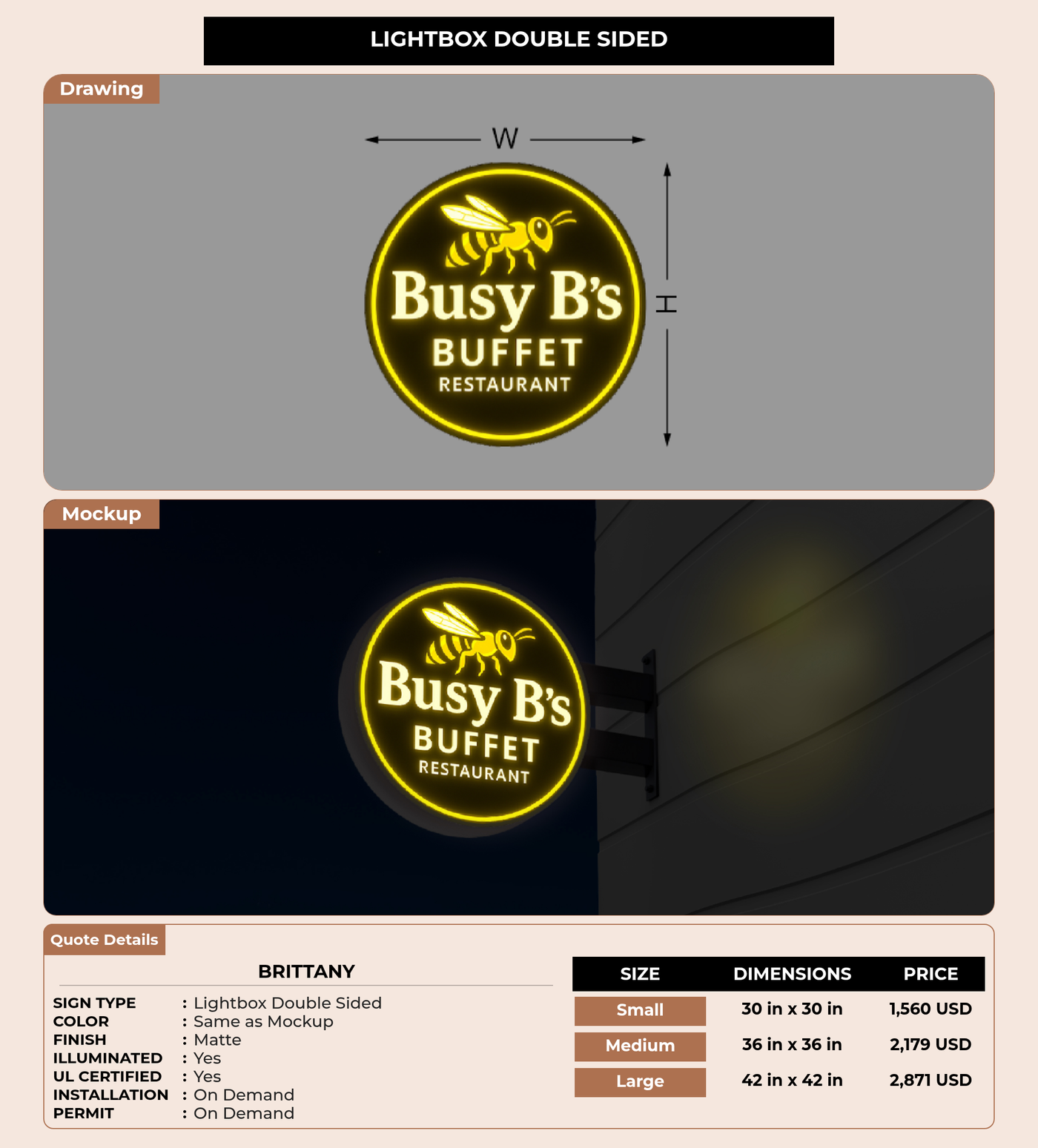 CUSTOM MOCKUP SIGN FOR Brittany