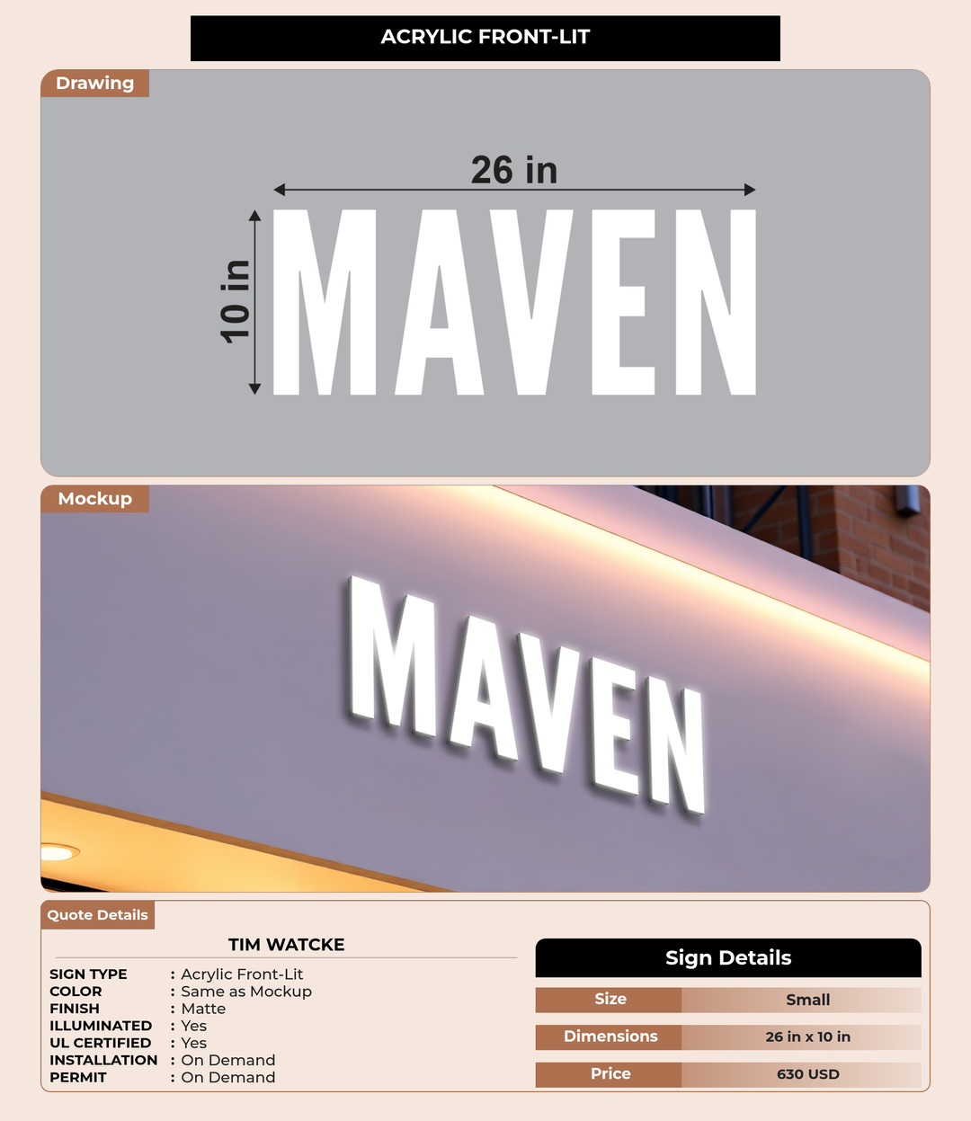 CUSTOM MOCKUP SIGN FOR Tim Watcke