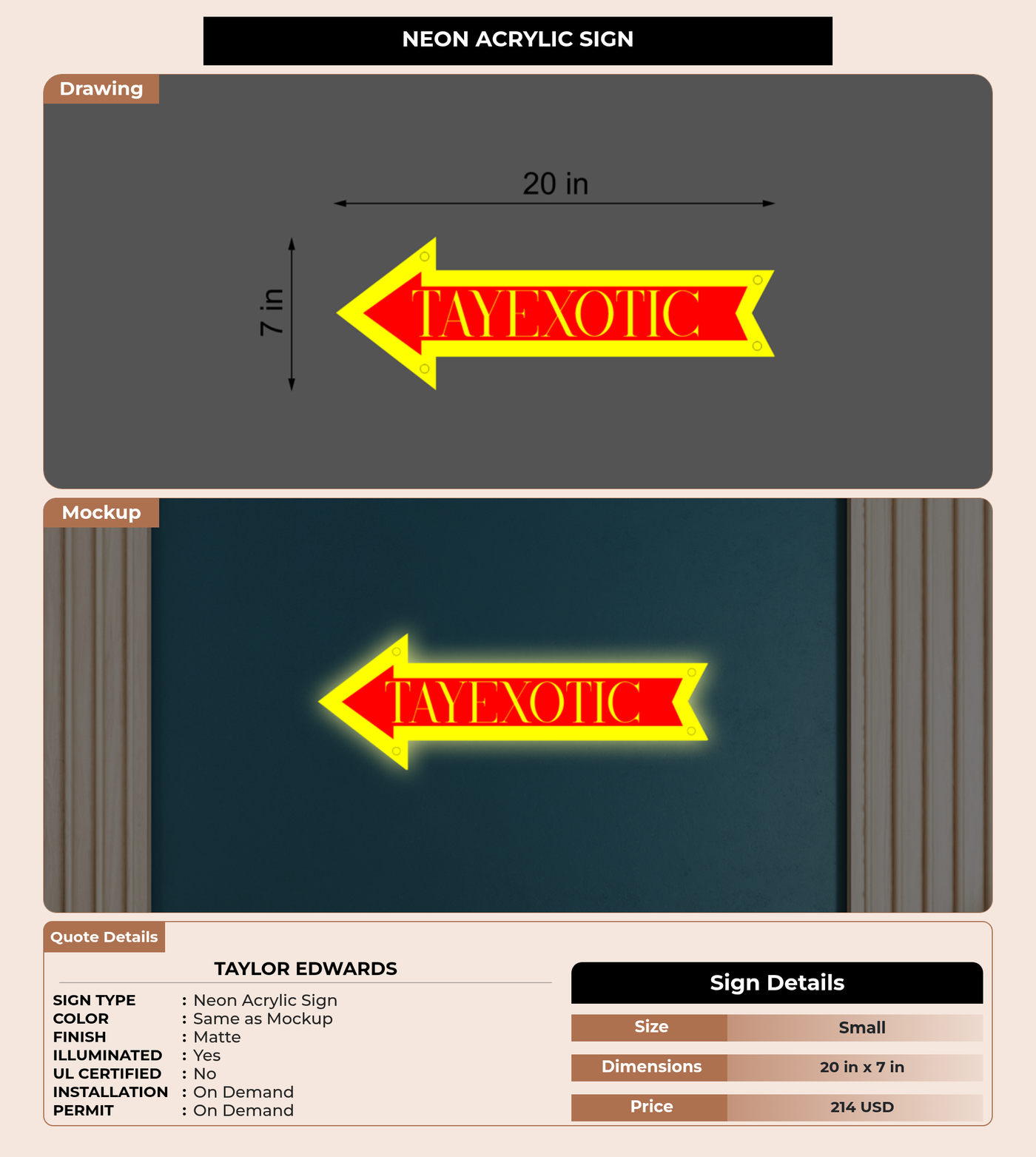 CUSTOM MOCKUP SIGN FOR Taylor Edwards