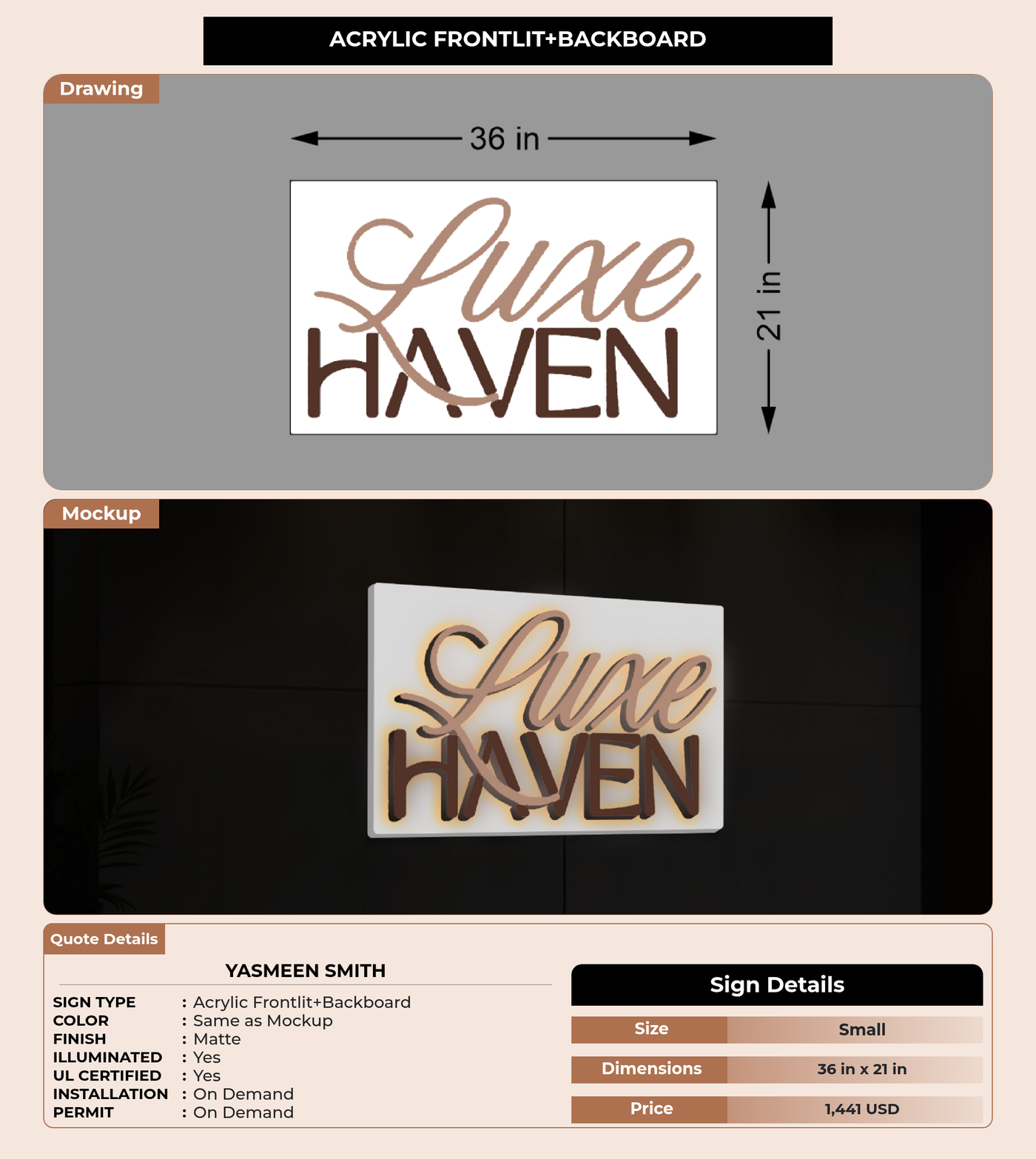 CUSTOM MOCKUP SIGN FOR Yasmeen  Smith