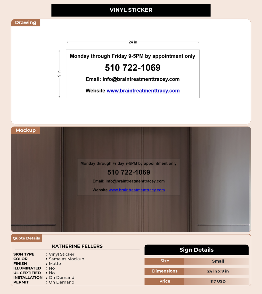 CUSTOM MOCKUP SIGN FOR Katherine Fellers