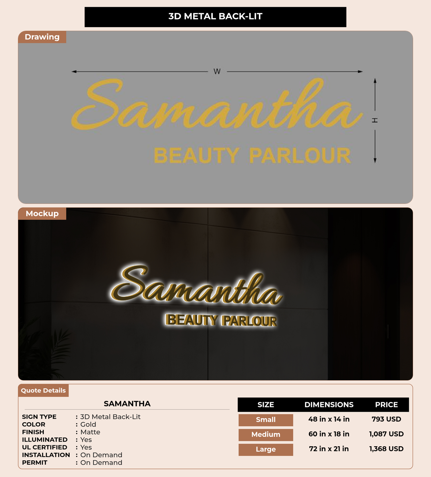 CUSTOM MOCKUP SIGN FOR Samantha