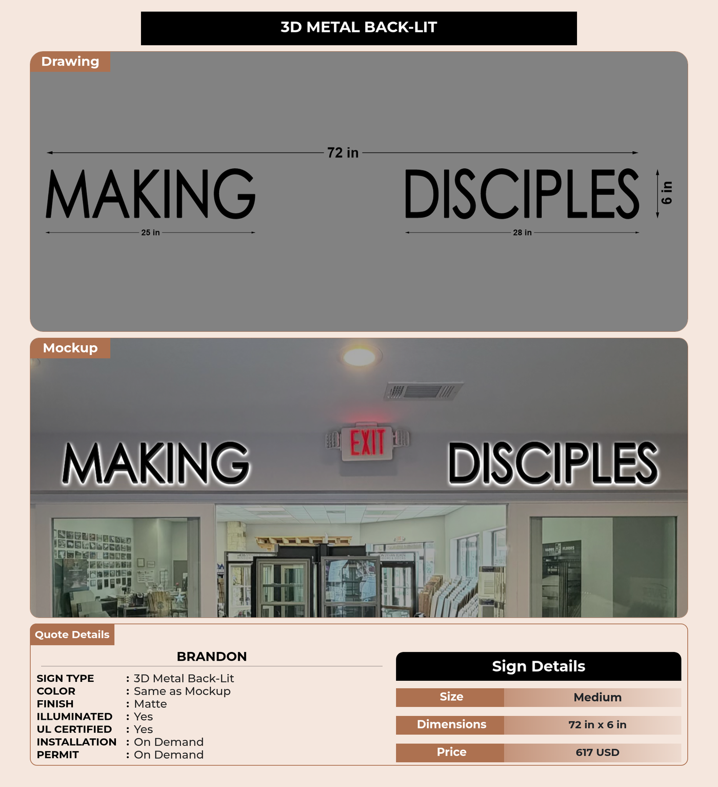 CUSTOM MOCKUP SIGN FOR Brandon