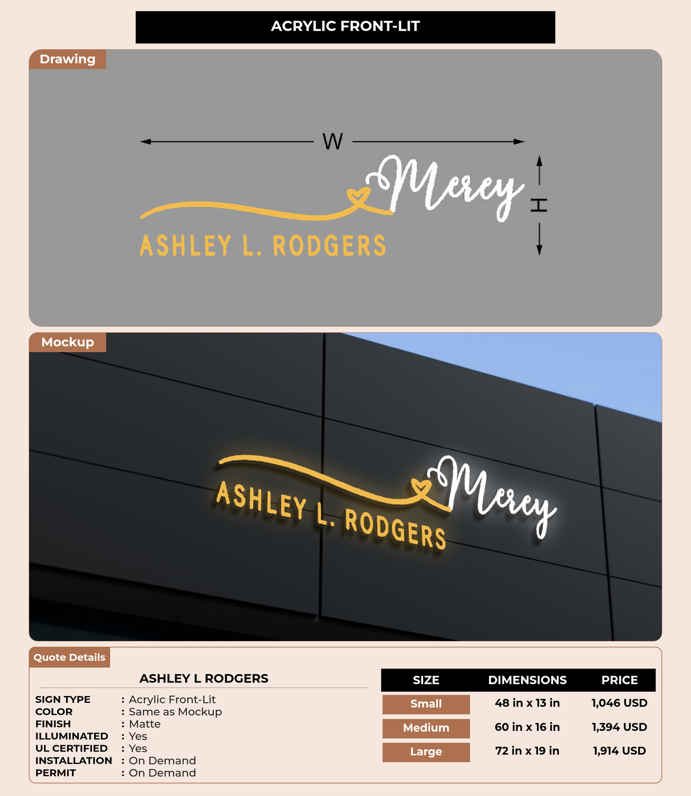 CUSTOM MOCKUP SIGN FOR Ashley L Rodgers