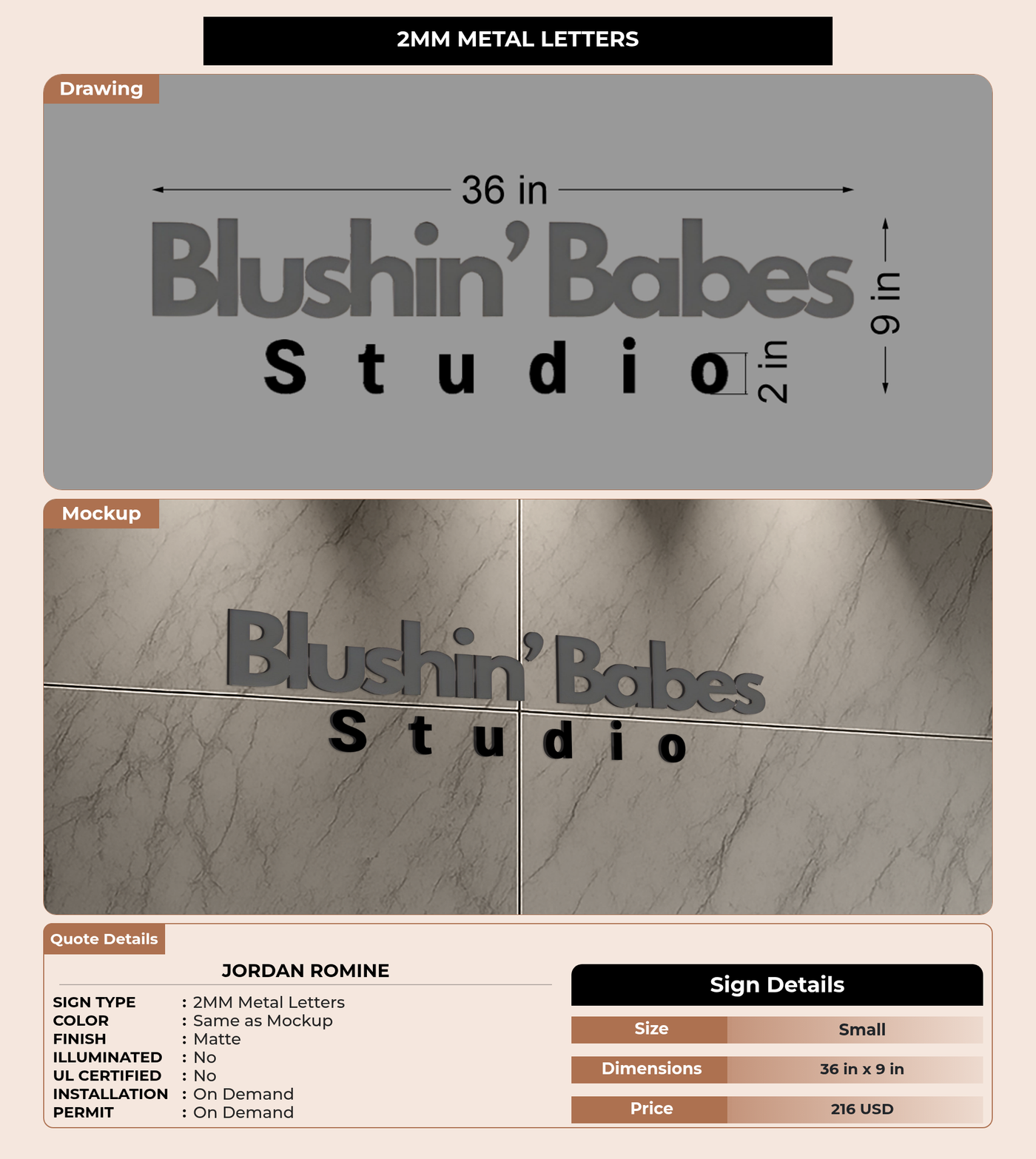 CUSTOM MOCKUP SIGN FOR Jordan Romine