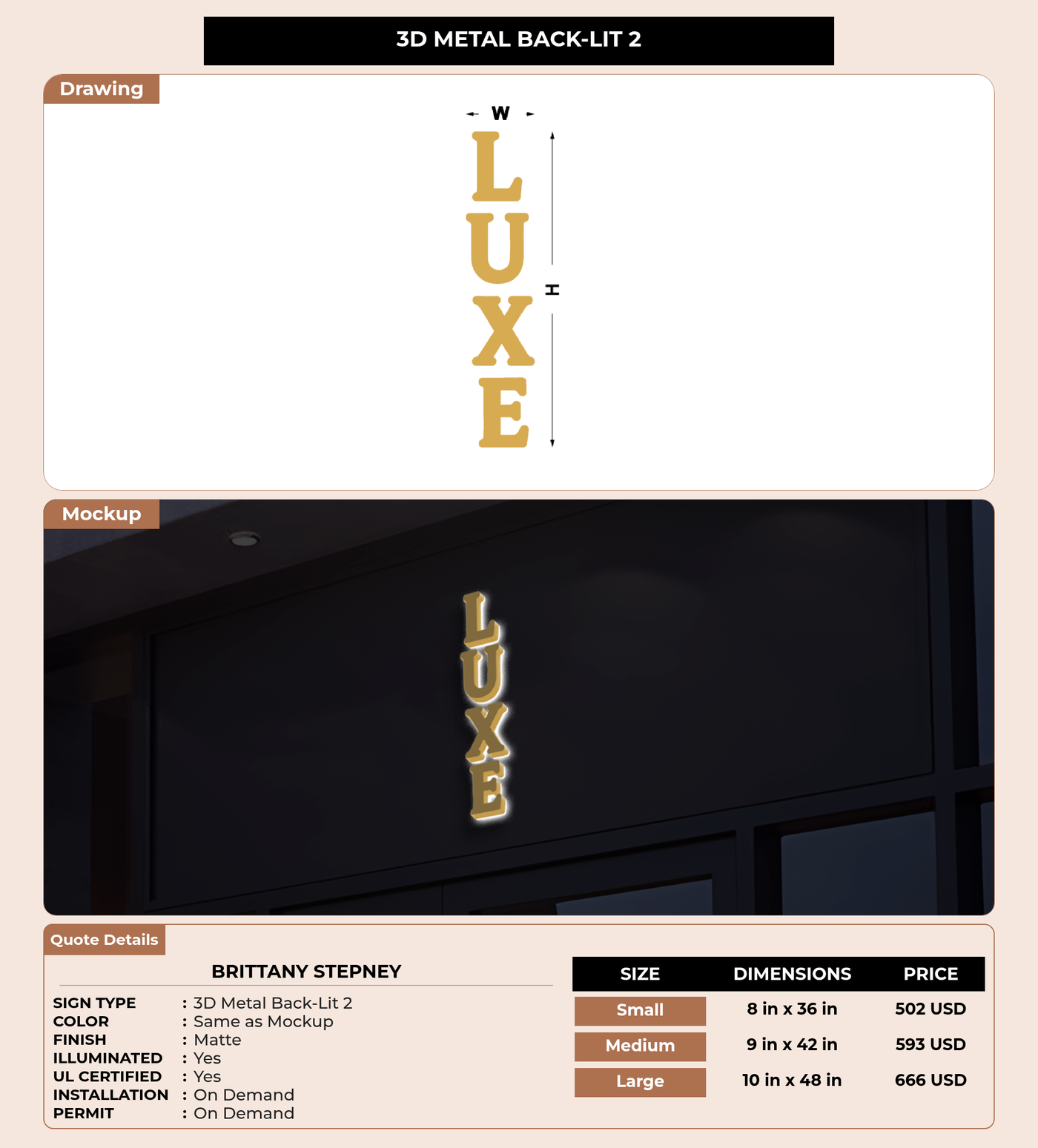 CUSTOM MOCKUP SIGN FOR Brittany Stepney