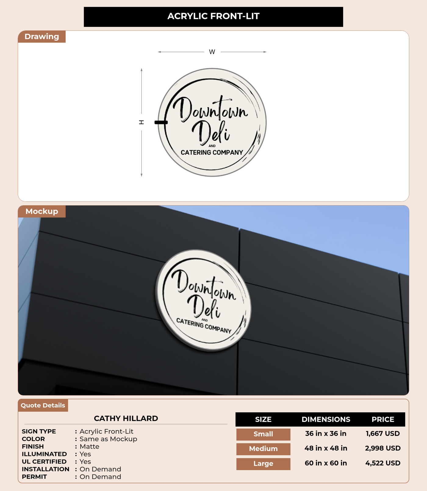 CUSTOM MOCKUP SIGN FOR Cathy Hillard