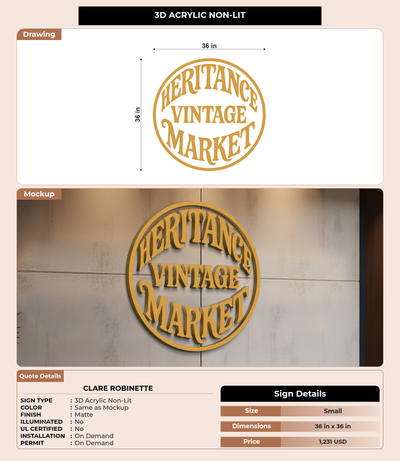 CUSTOM MOCKUP SIGN FOR Clare Robinette