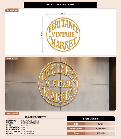 CUSTOM MOCKUP SIGN FOR Clare Robinette