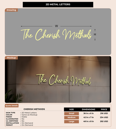 CUSTOM MOCKUP SIGN FOR Cherish Methods