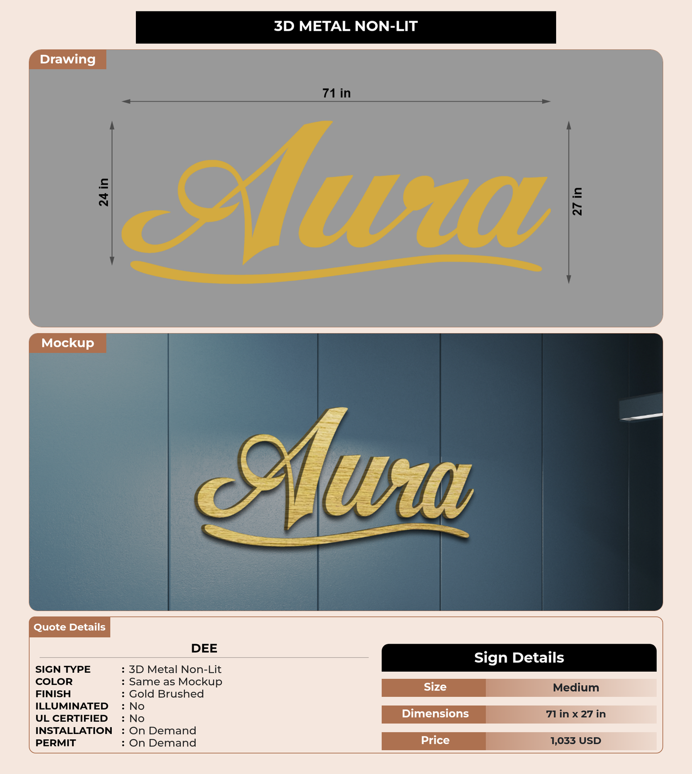 CUSTOM MOCKUP SIGN FOR Dee