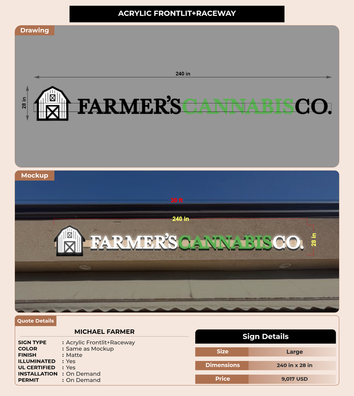 CUSTOM MOCKUP SIGN FOR Michael farmer