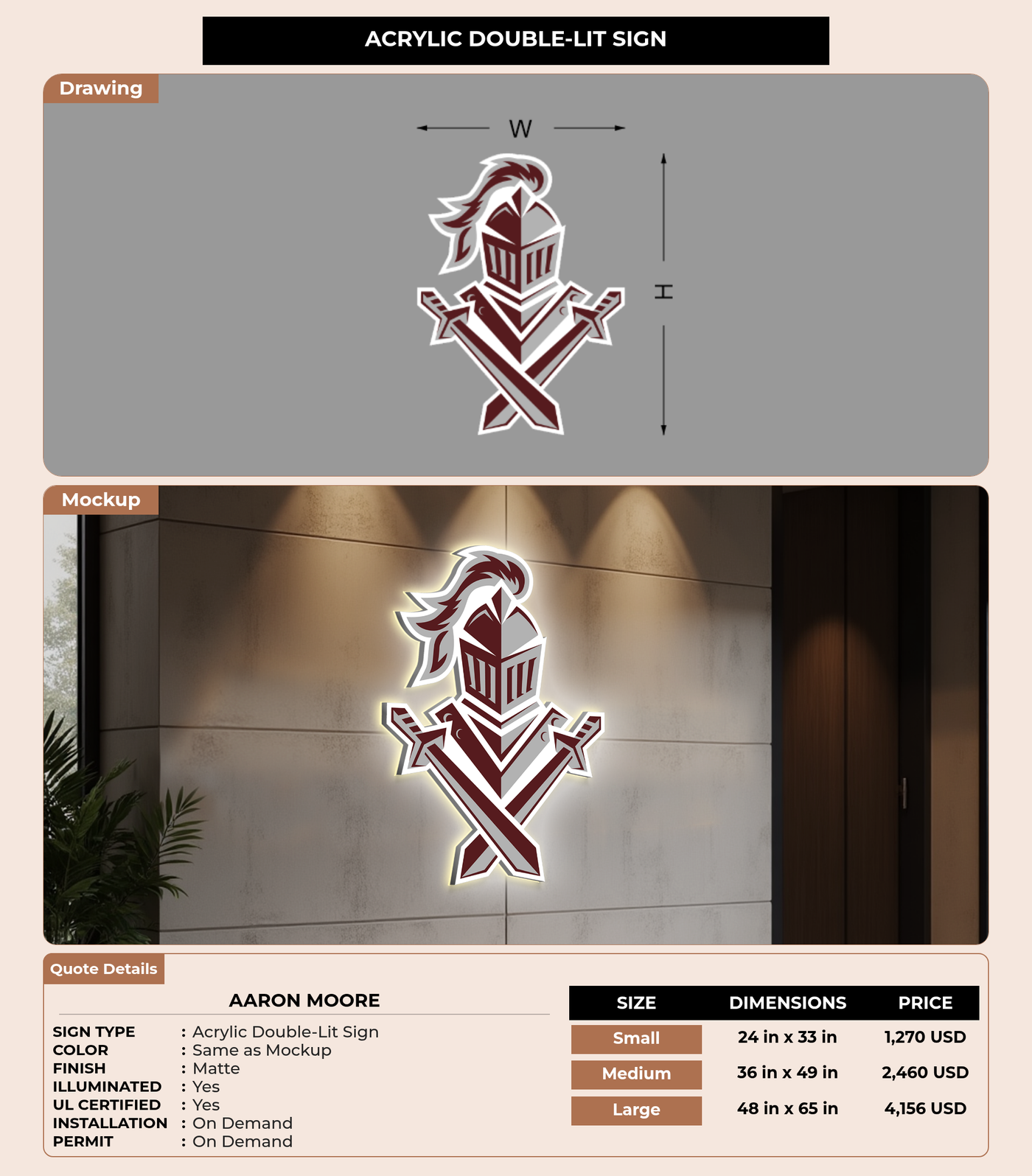 CUSTOM MOCKUP SIGN FOR Aaron moore