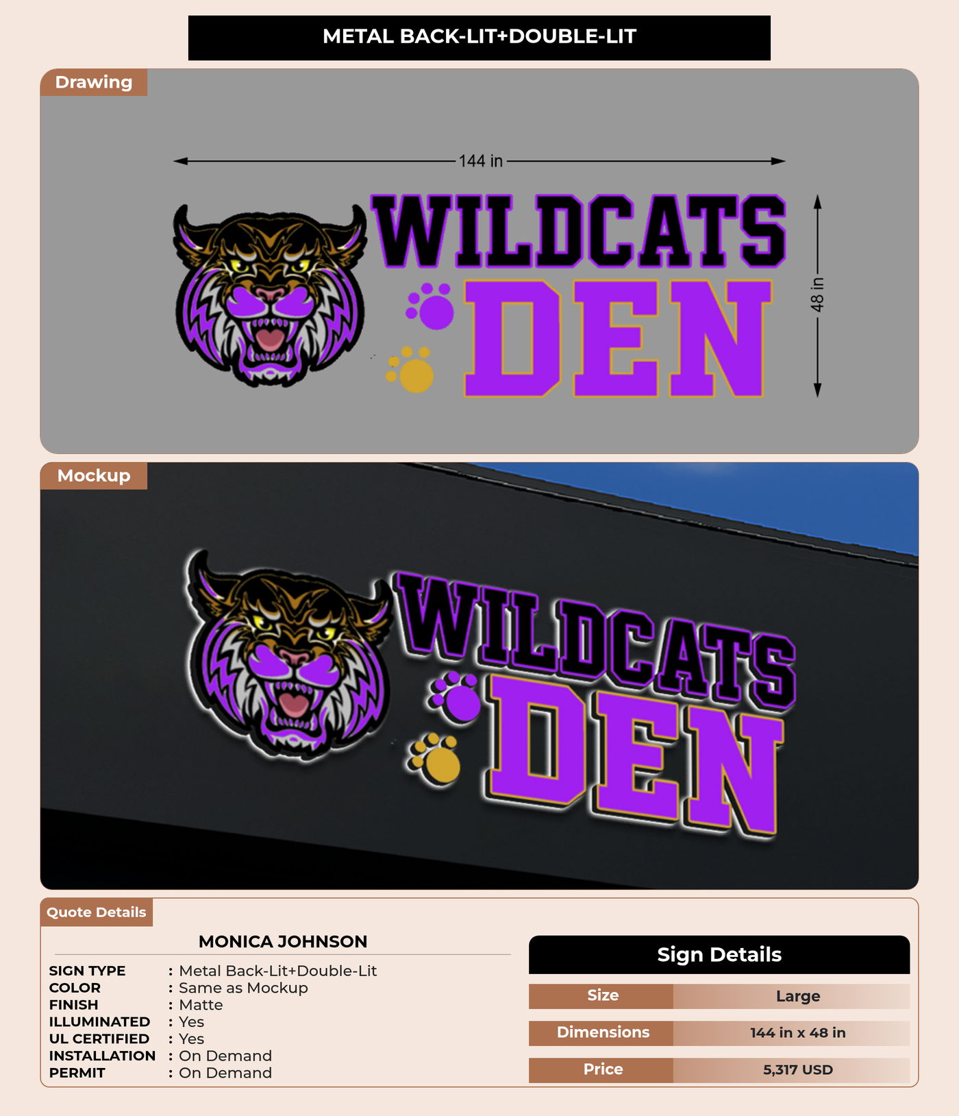 CUSTOM MOCKUP SIGN FOR Monica Johnson