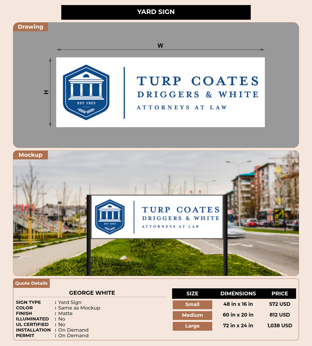 CUSTOM MOCKUP SIGN FOR George White