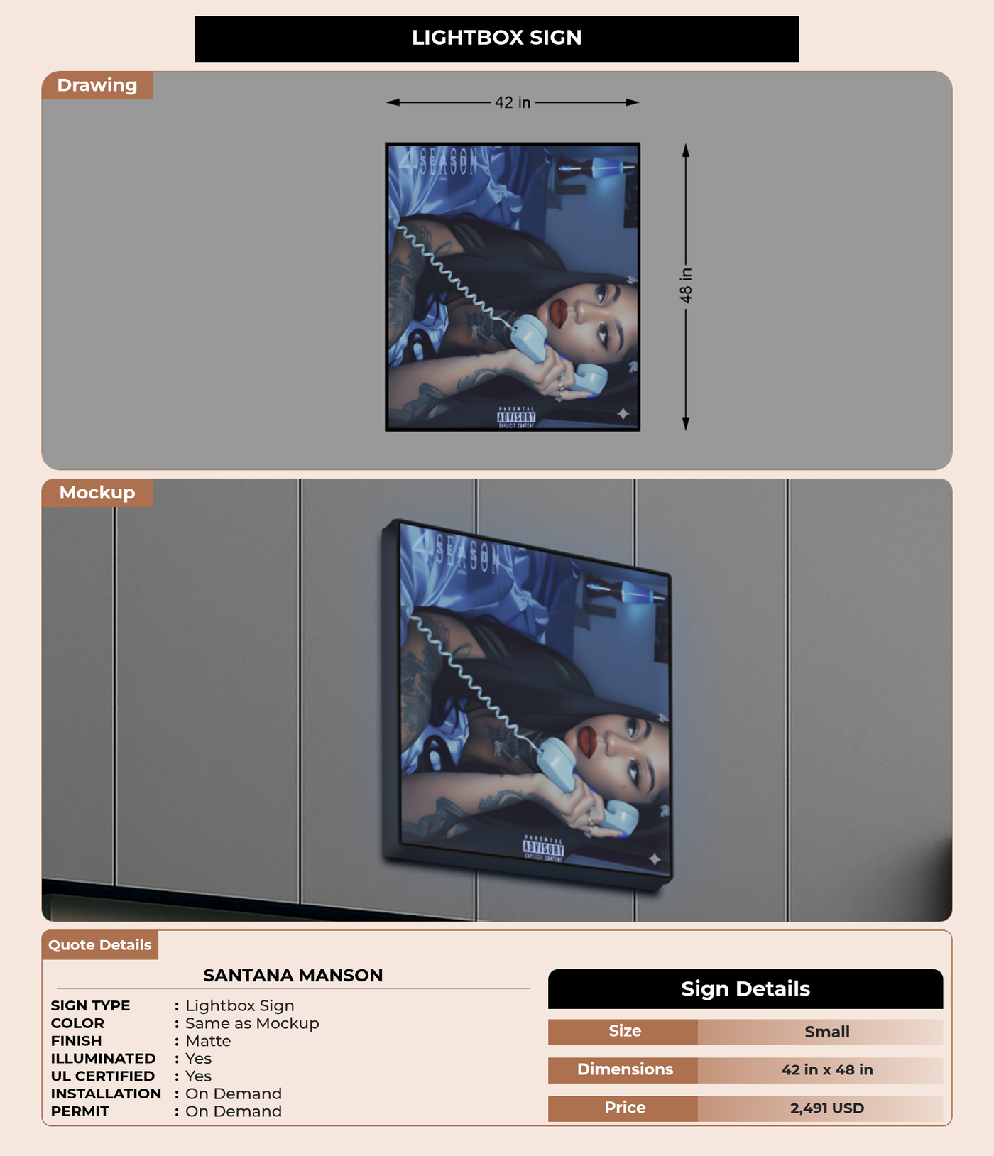 CUSTOM MOCKUP SIGN FOR Santana Manson