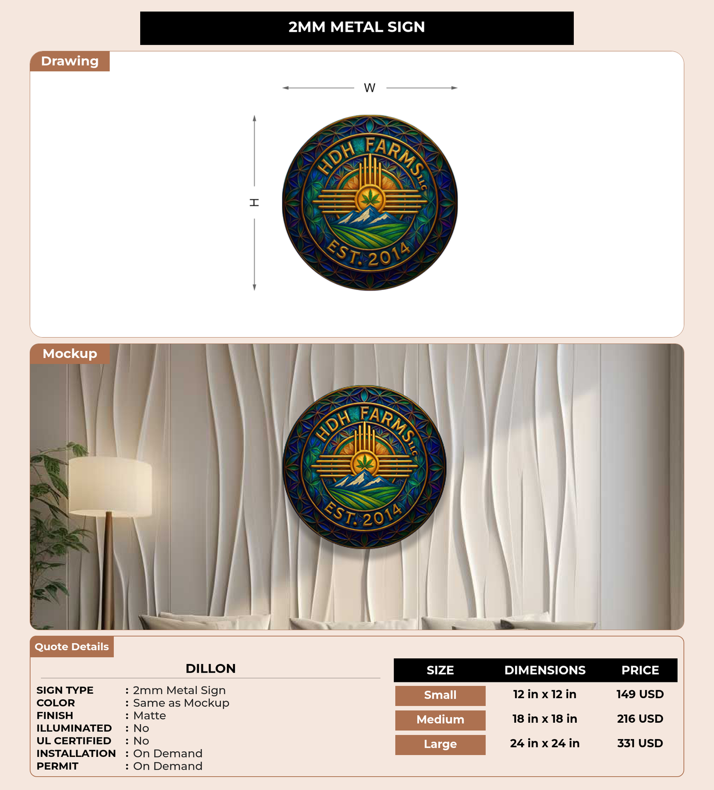 CUSTOM MOCKUP SIGN FOR Dillon