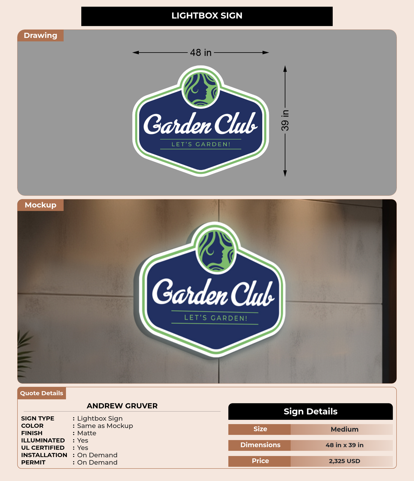 CUSTOM MOCKUP SIGN FOR Andrew Gruver