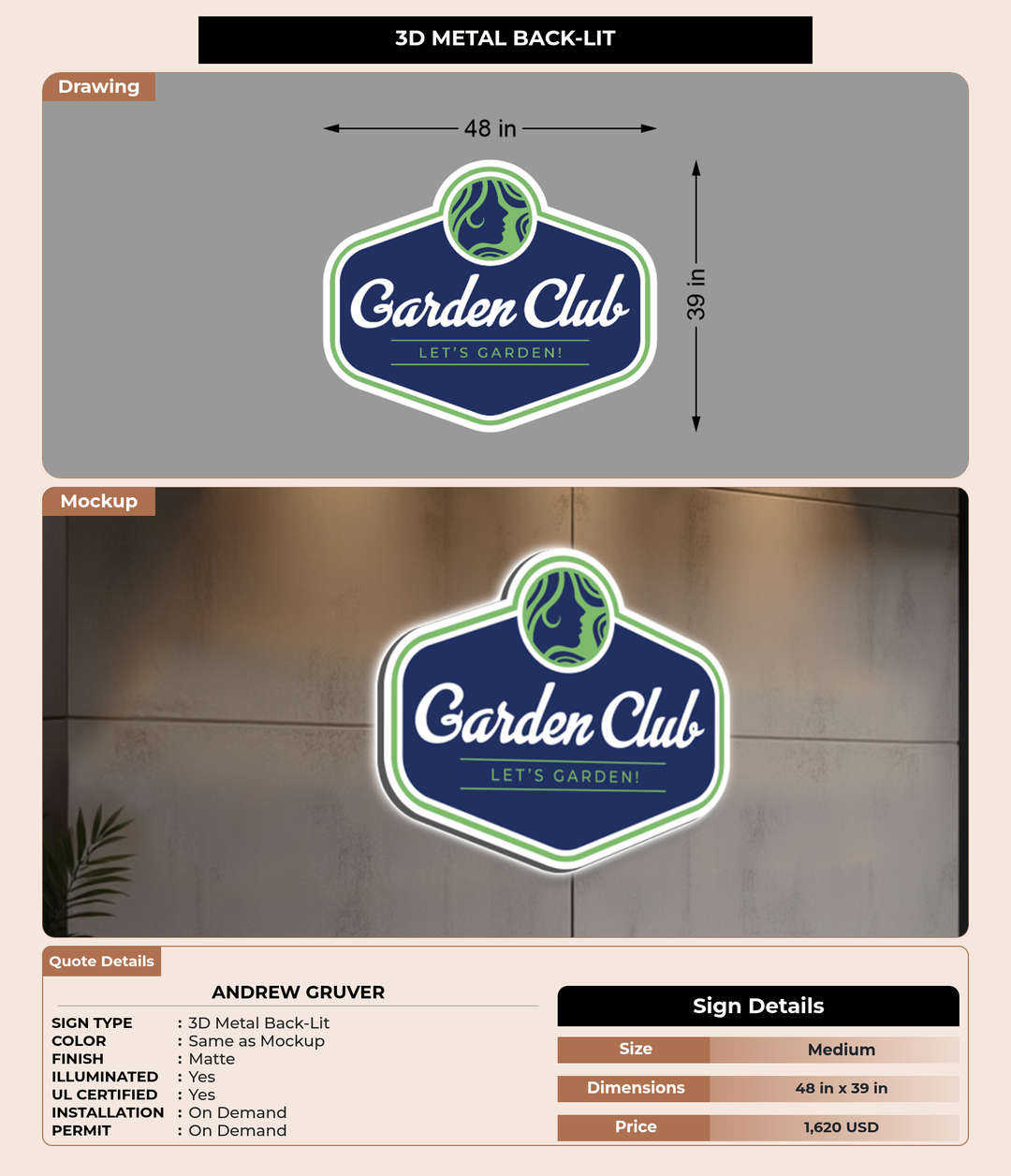 CUSTOM MOCKUP SIGN FOR Andrew Gruver