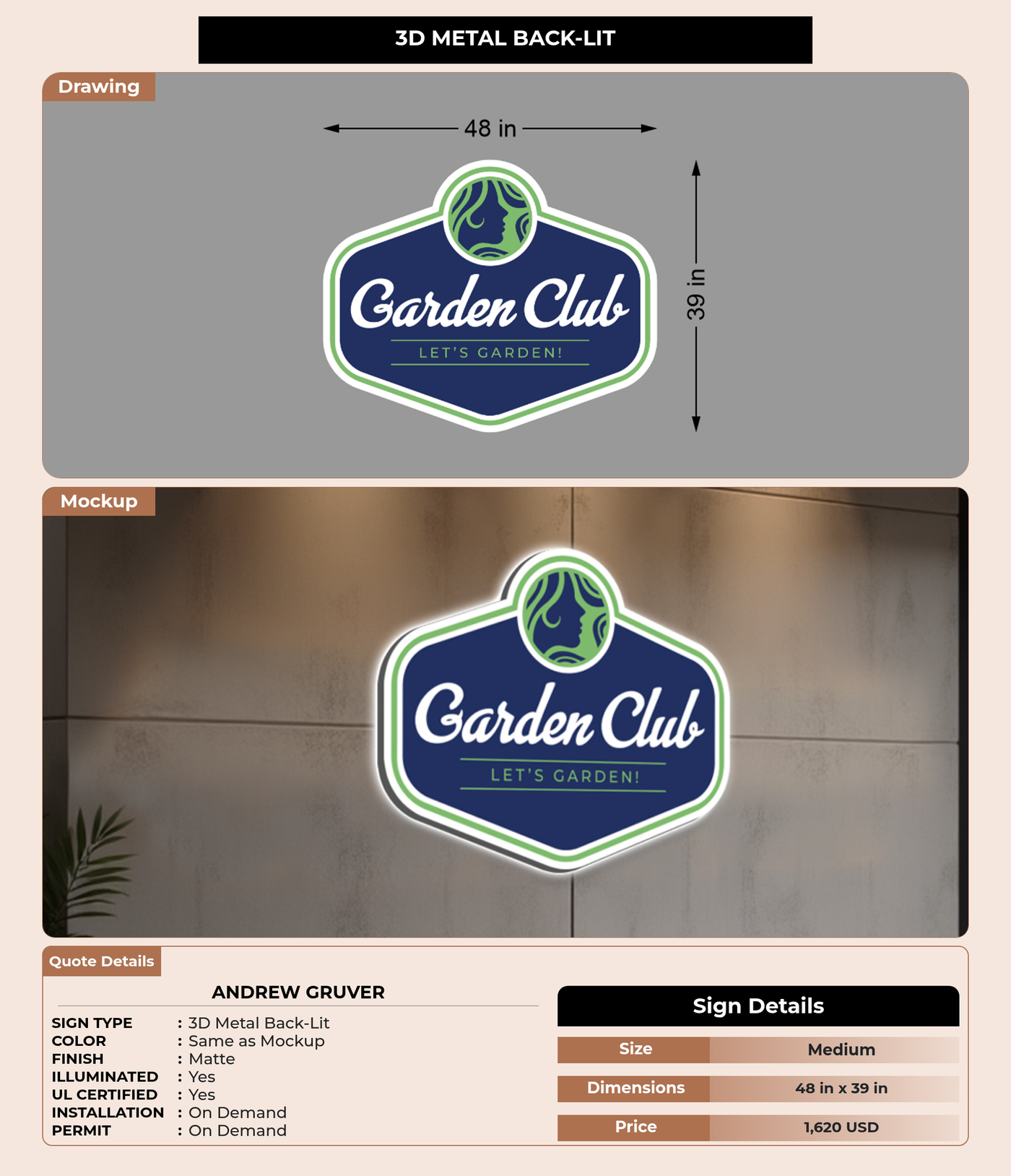 CUSTOM MOCKUP SIGN FOR Andrew Gruver