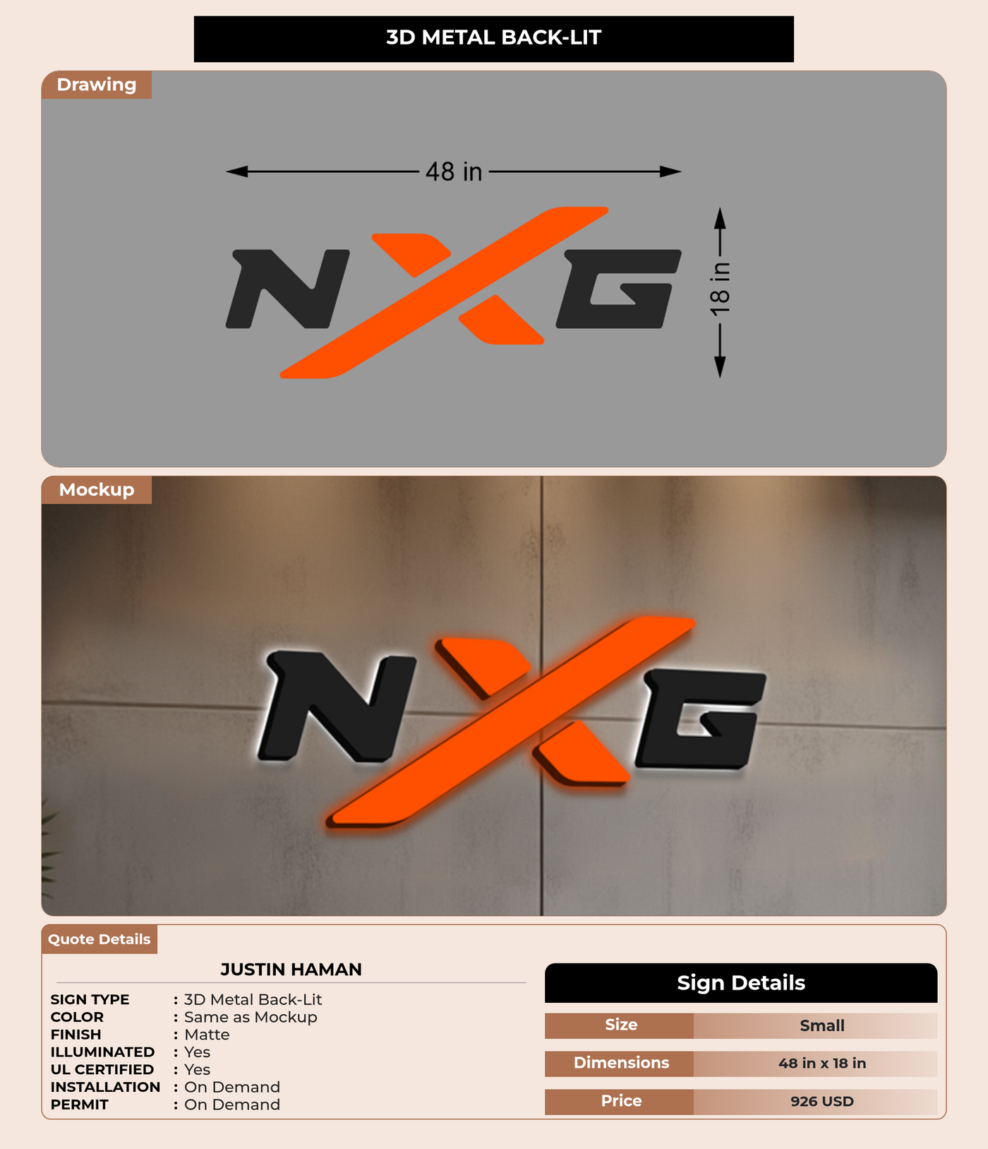 CUSTOM MOCKUP SIGN FOR Justin Haman