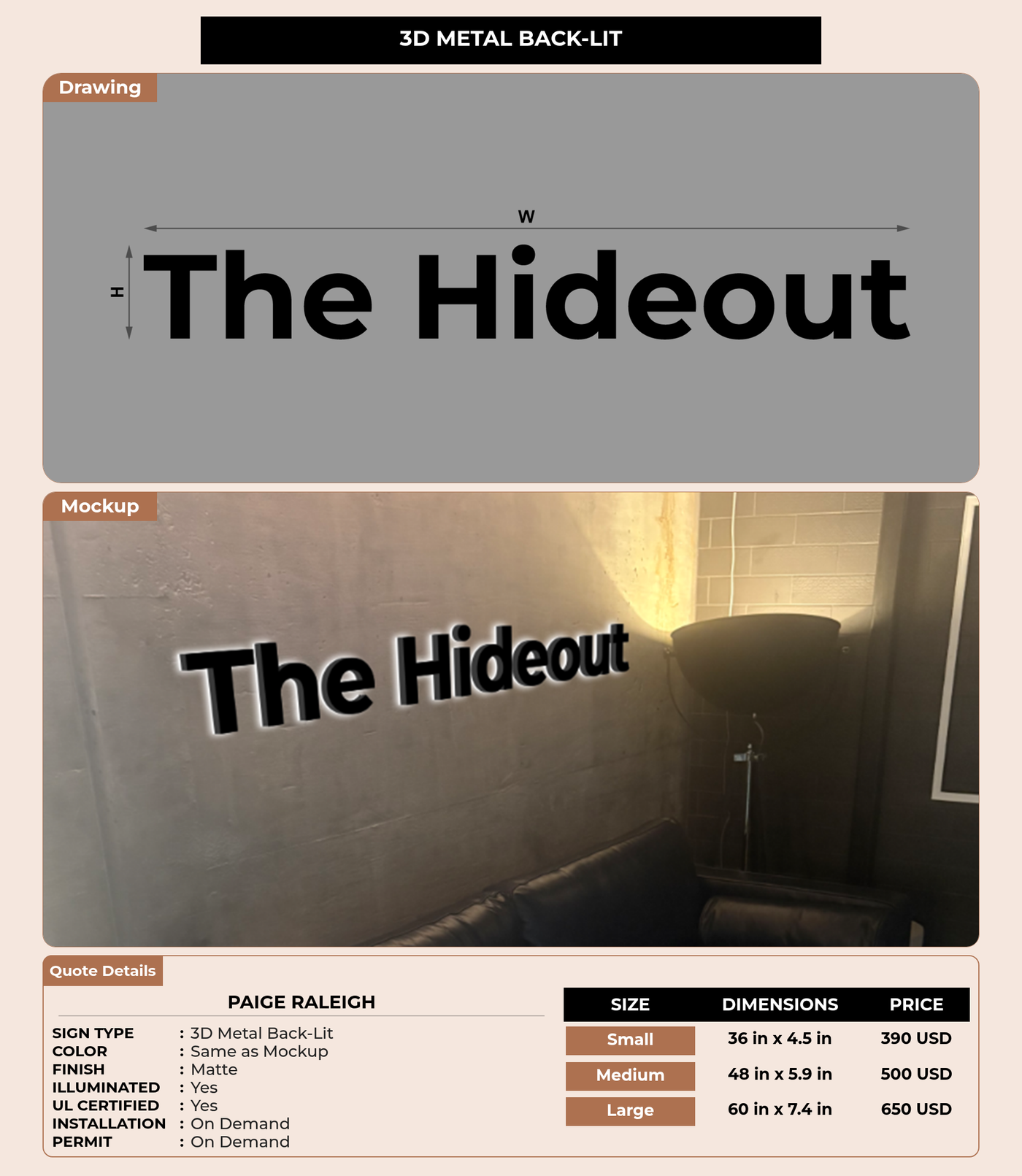 CUSTOM MOCKUP SIGN FOR Paige Raleigh