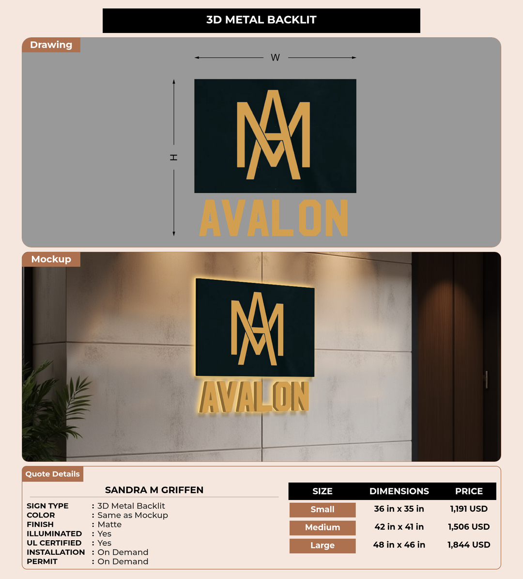 CUSTOM MOCKUP SIGN FOR SANDRA M GRIFFEN