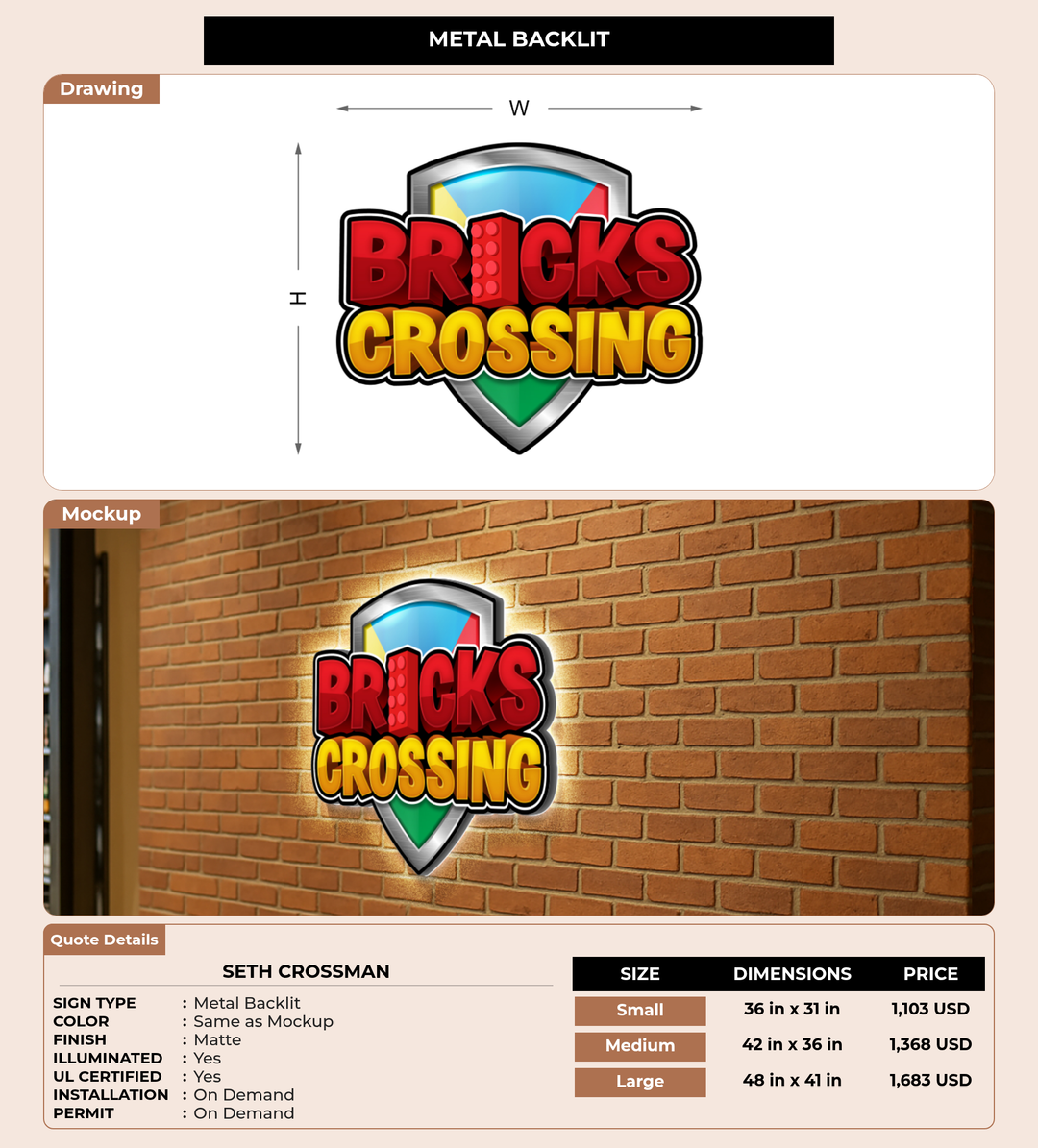 CUSTOM MOCKUP SIGN FOR Seth Crossman