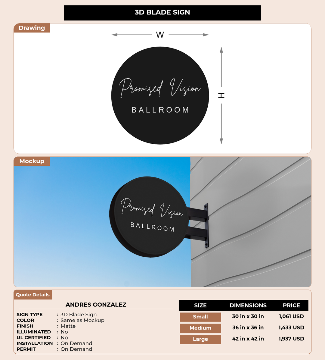 CUSTOM MOCKUP SIGN FOR Andres Gonzalez