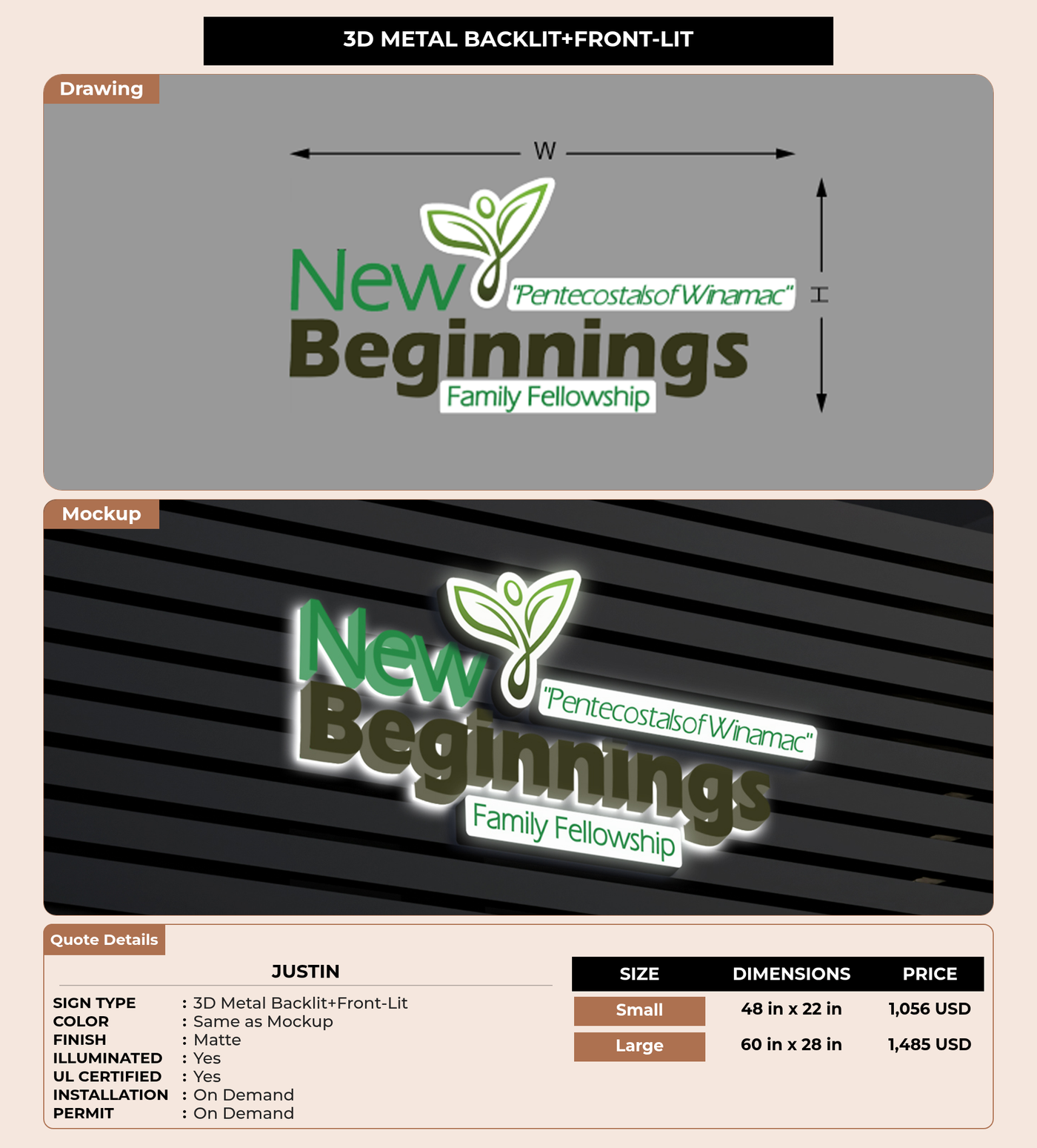 CUSTOM MOCKUP SIGN FOR Justin