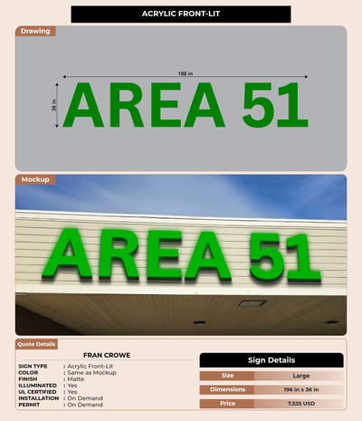 CUSTOM MOCKUP SIGN FOR Fran Crowe