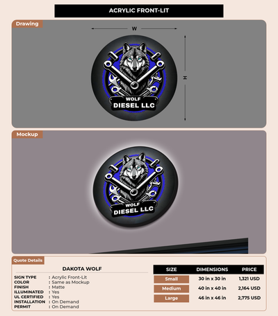 CUSTOM MOCKUP SIGN FOR Dakota Wolf