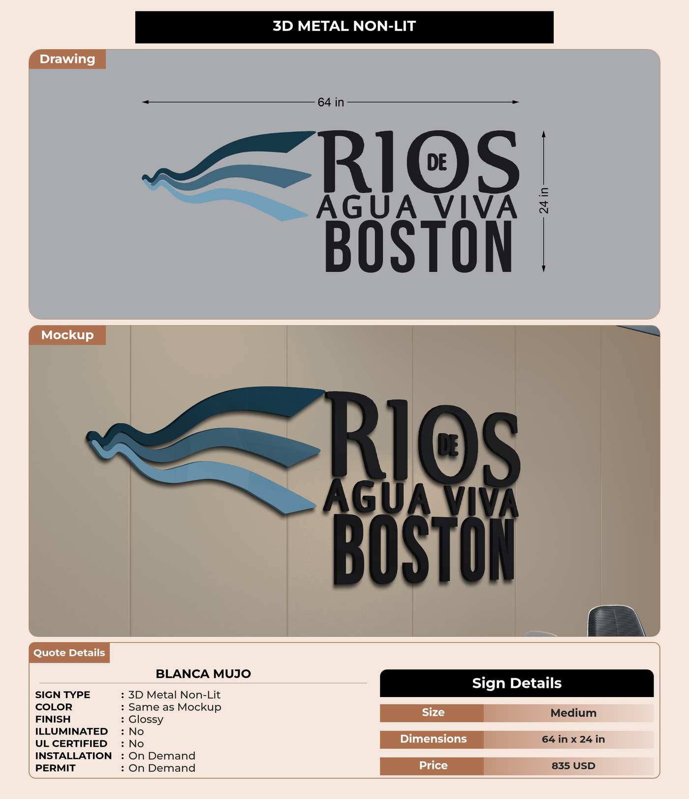 CUSTOM MOCKUP SIGN FOR Blanca Mujo