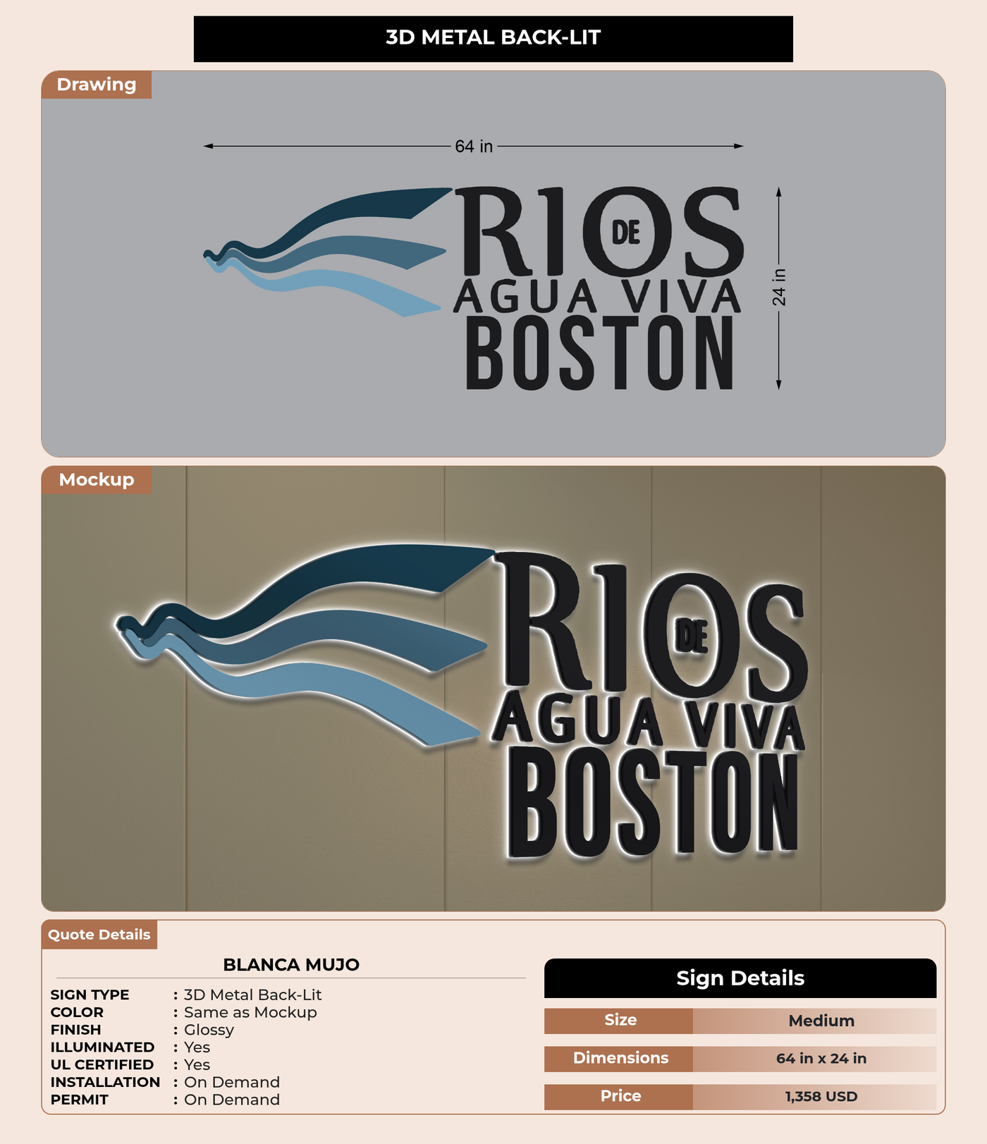 CUSTOM MOCKUP SIGN FOR Blanca Mujo