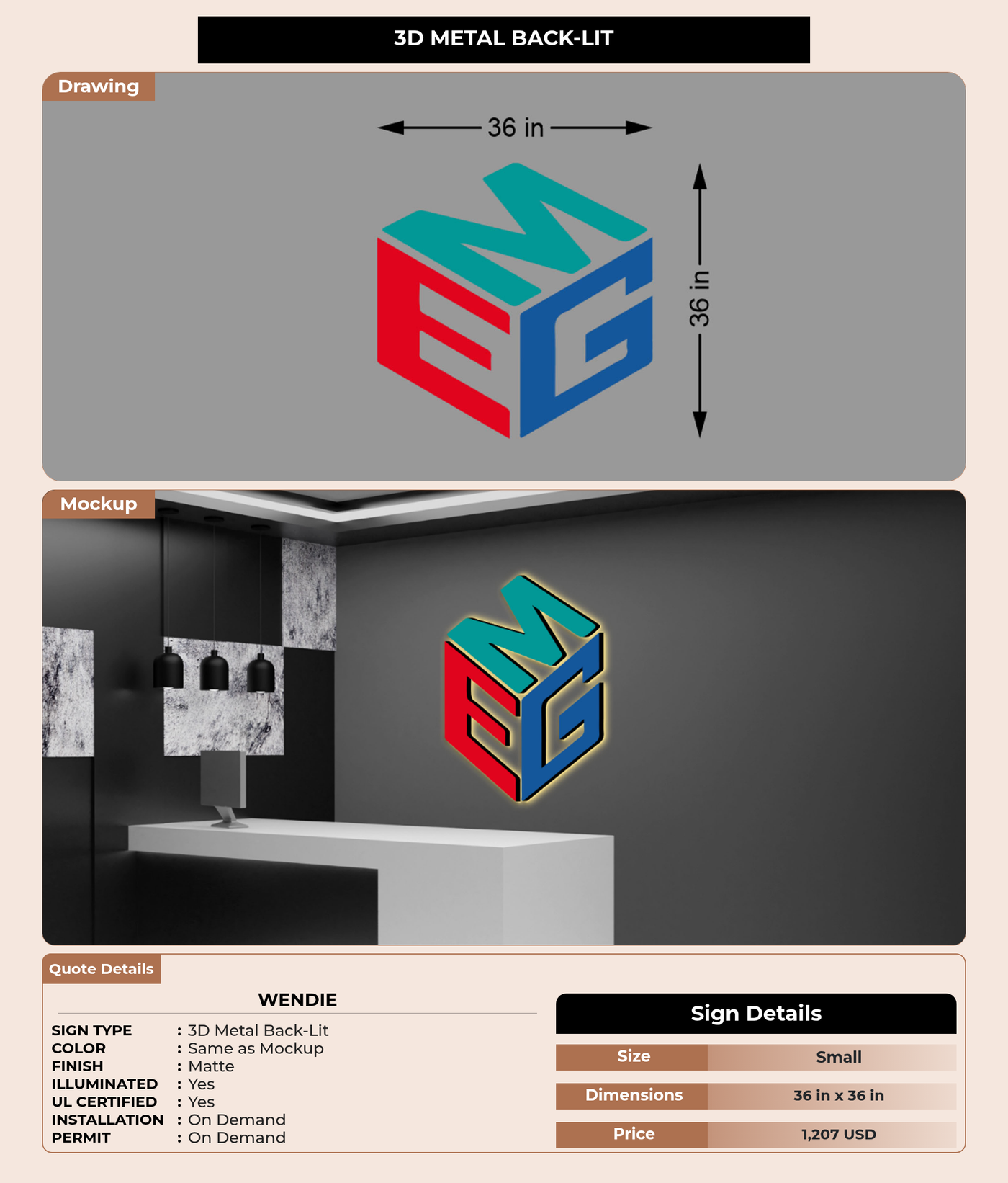 CUSTOM MOCKUP SIGN FOR Wendie