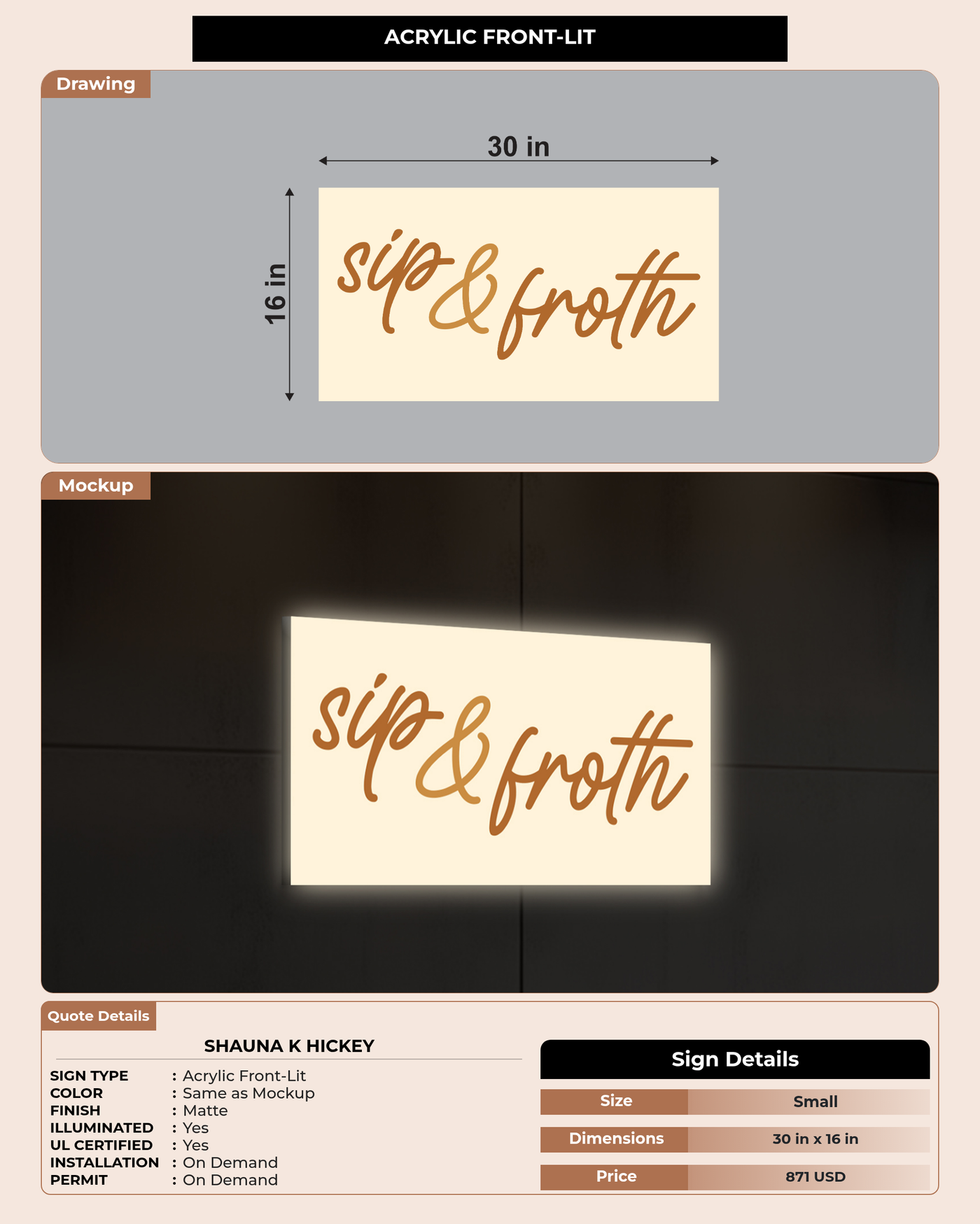 CUSTOM MOCKUP SIGN FOR Shauna K Hickey