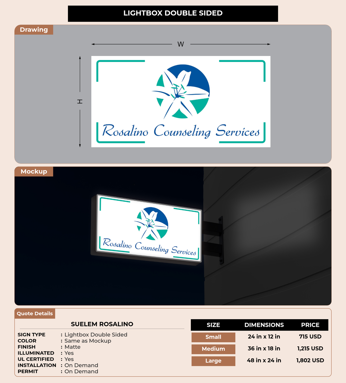 CUSTOM MOCKUP SIGN FOR Suelem Rosalino