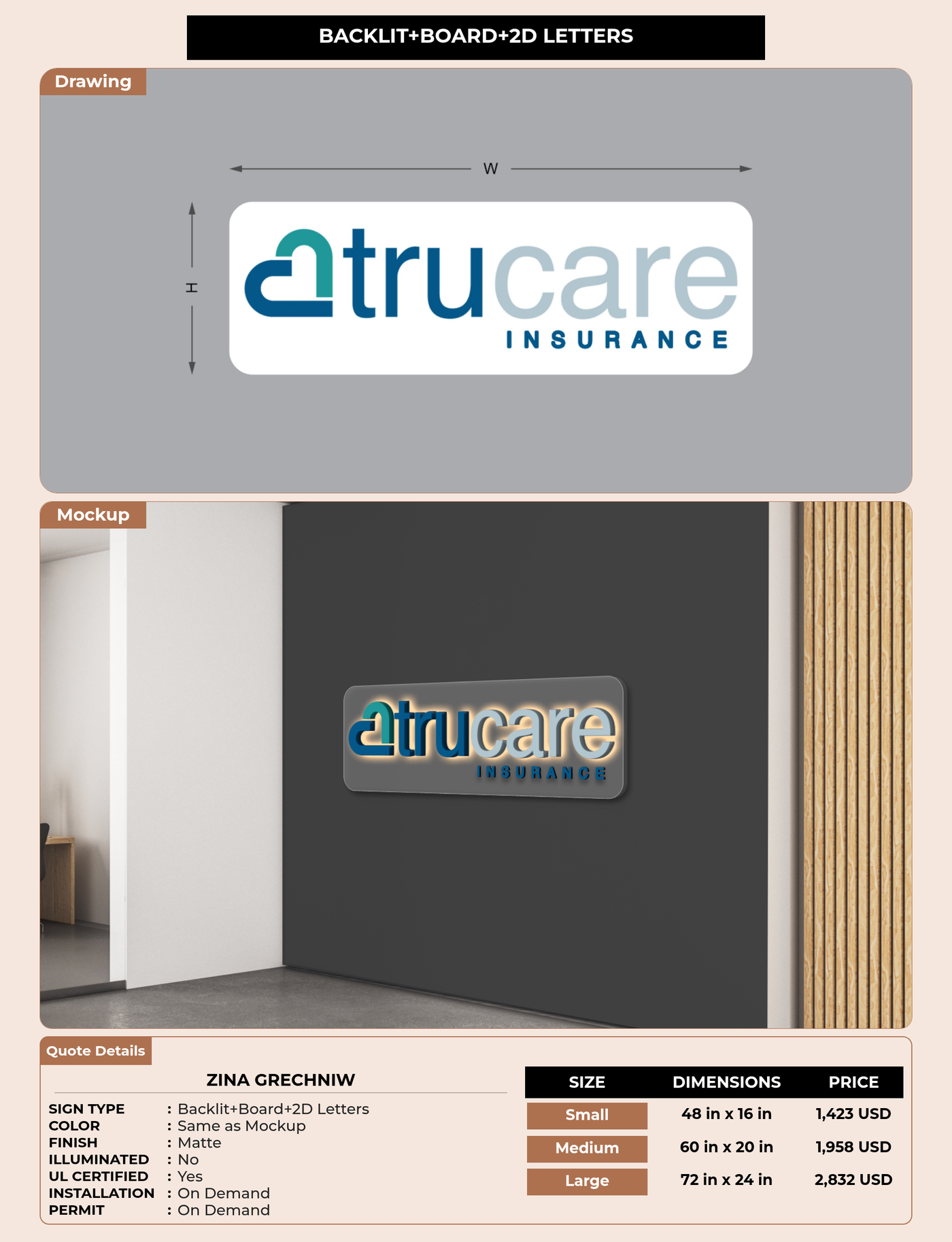 CUSTOM MOCKUP SIGN FOR Zina Grechniw