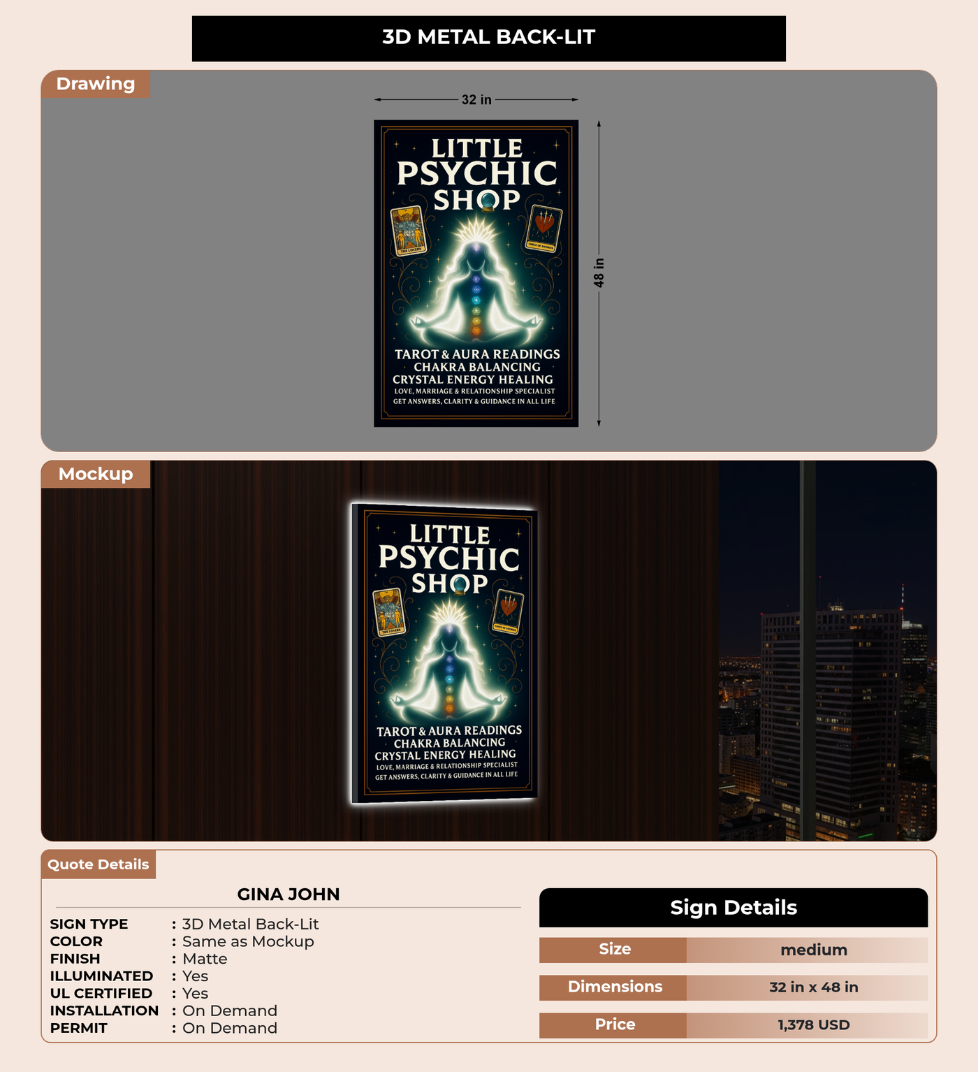 CUSTOM MOCKUP SIGN FOR Gina John