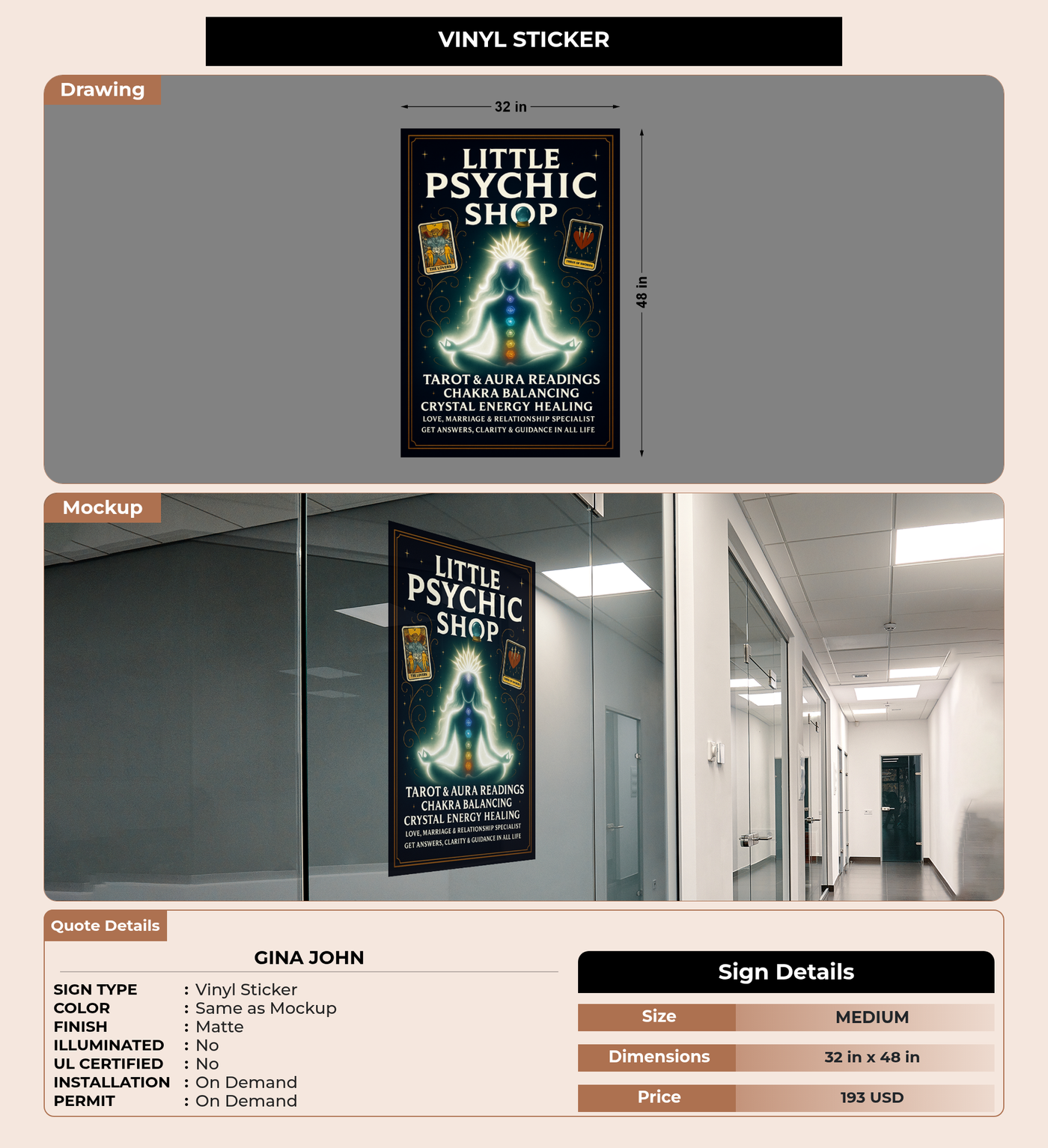 CUSTOM MOCKUP SIGN FOR Gina John