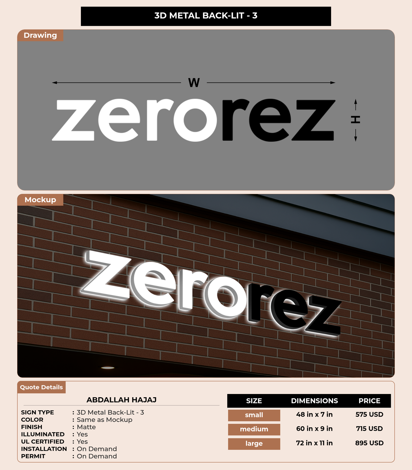 CUSTOM MOCKUP SIGN FOR Abdallah Hajaj