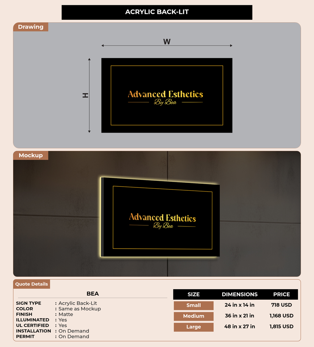 CUSTOM MOCKUP SIGN FOR Bea